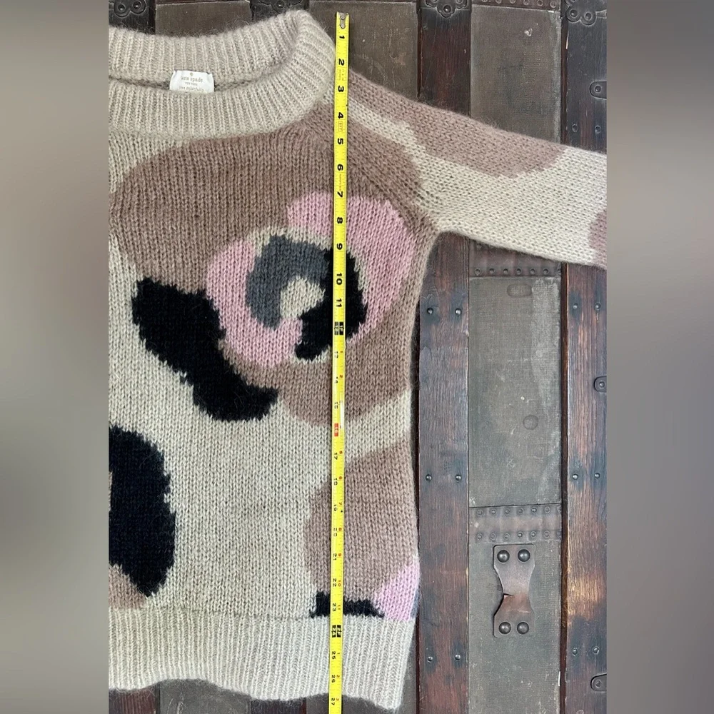 EUC Kate Spade Mohair blend Deco Rose Long Sweater, XS